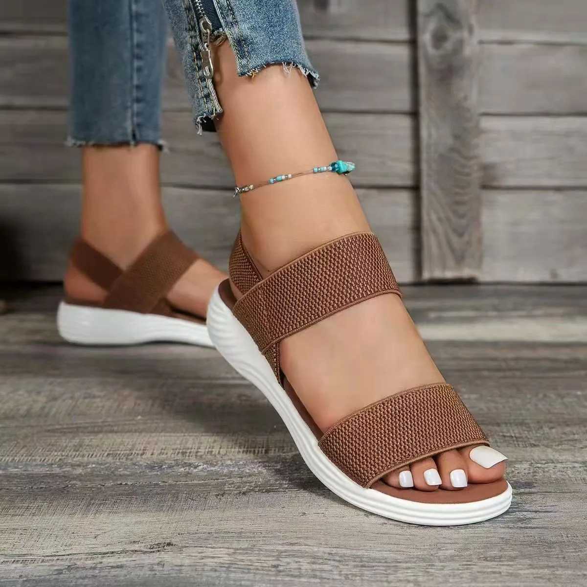 High Quality Womens Wedge Heel Platform Cozy Sandals Ladies Outdoor Beach Sandals Elastic Band Designer Shoes Sandals Women Summer T241227