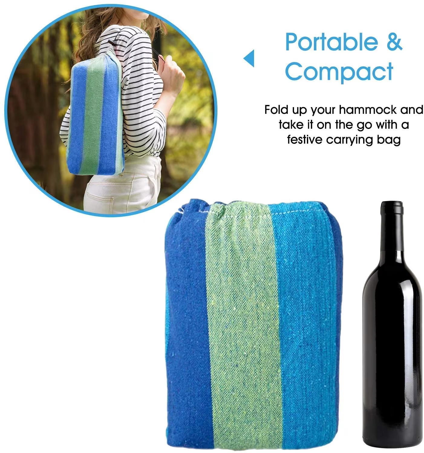 Outdoor 2 Person Large Canvas Cotton Portable Camping Hammock Swing