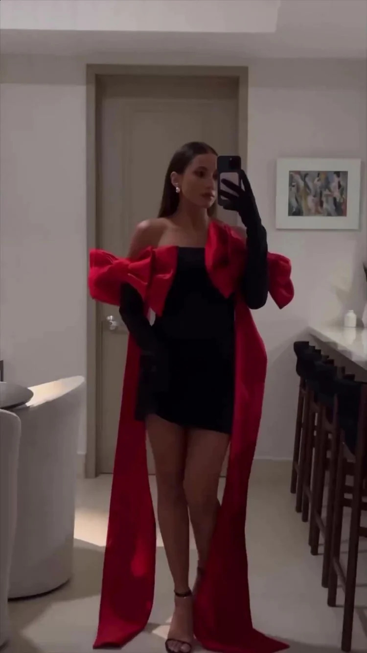 Elegant Party Dresses for Women 2024 Brithday Prom Gown Fashion Bow Evening Dress Sexy Strapless Short Dress Y2k Clothes 241223