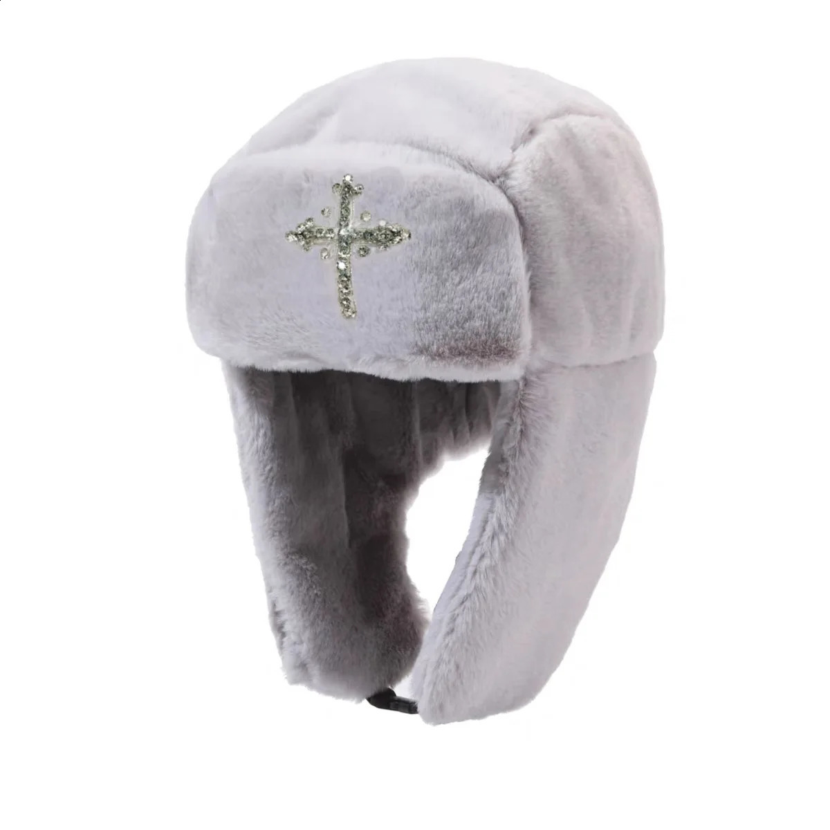 Autumn and winter street fashion personalized rhinestone embroidery splicing anti fur Lei Feng hat 241227