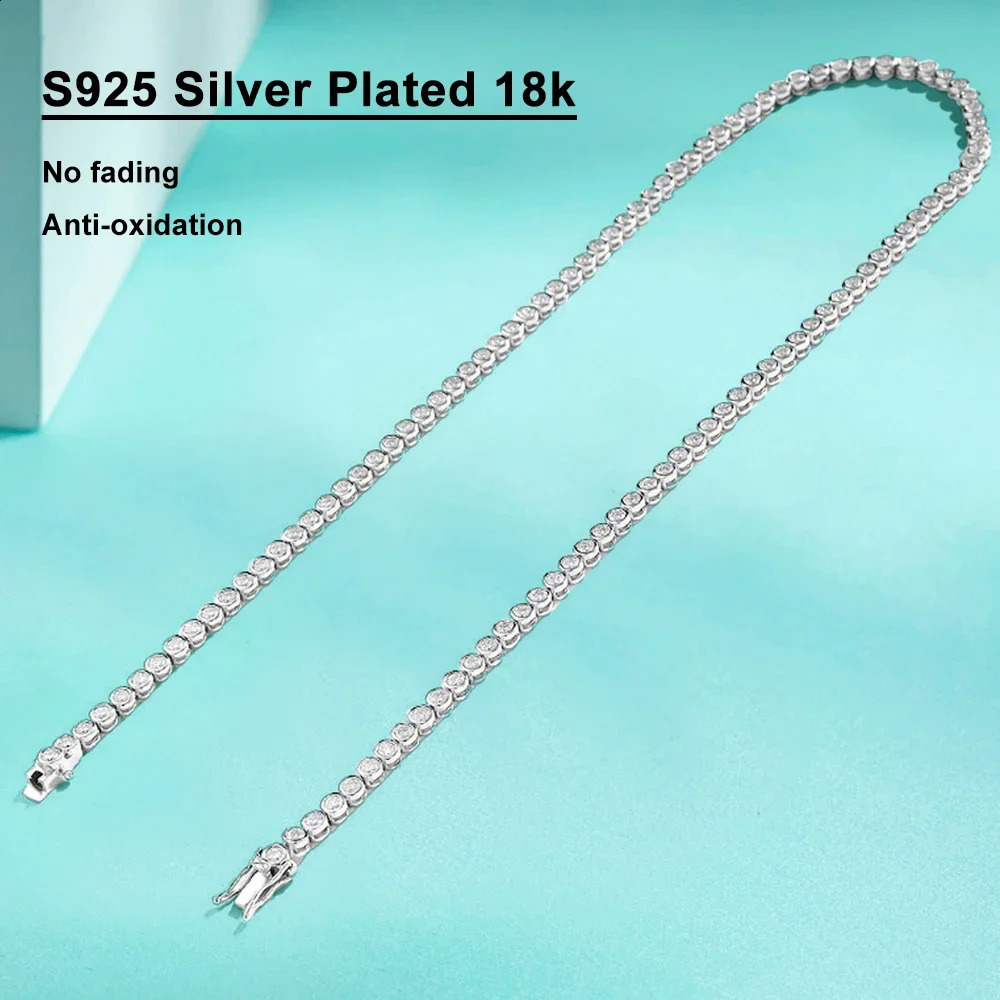 FEOBUR 23mm Round Tennis Necklace for Women 925 Sterling Silver GRA Certified Bubble Diamond Necklaces 241226
