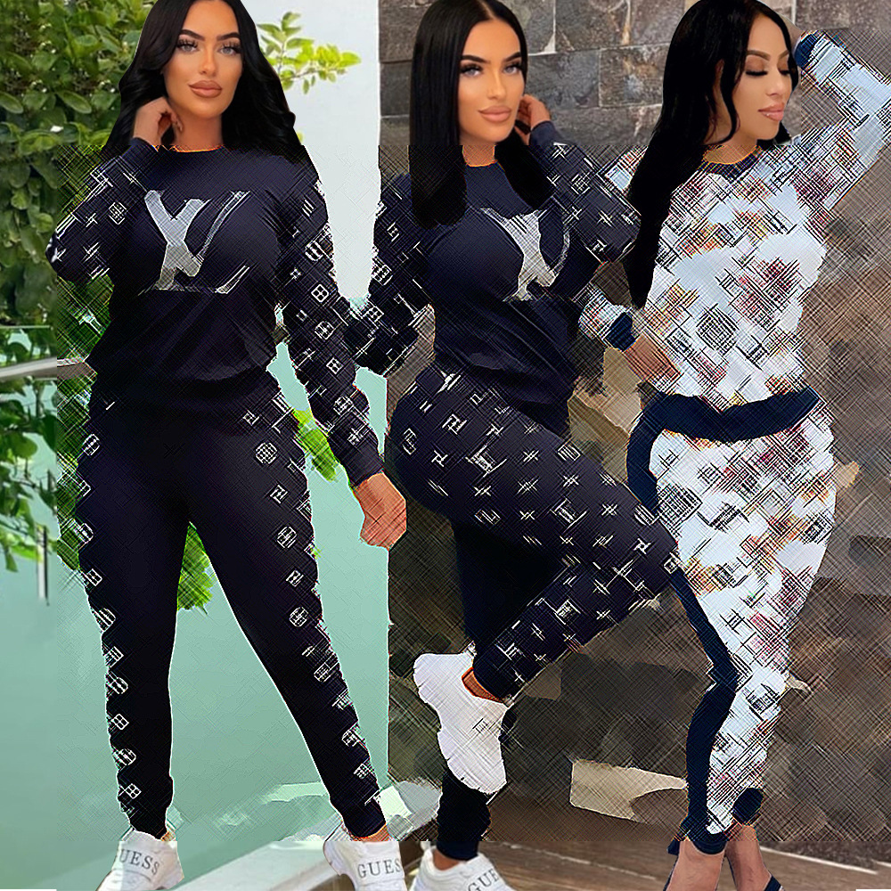 Dd5556 Women's Casual Fashion Sports With High Elasticity Cotton Pocket Two Piece Set