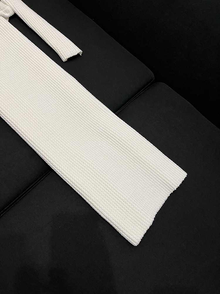 2026 Spring Blue Solid Color Splicing Knitted Dress Long Sleeve Square Collar Button Single Row Casual Women's Skirt