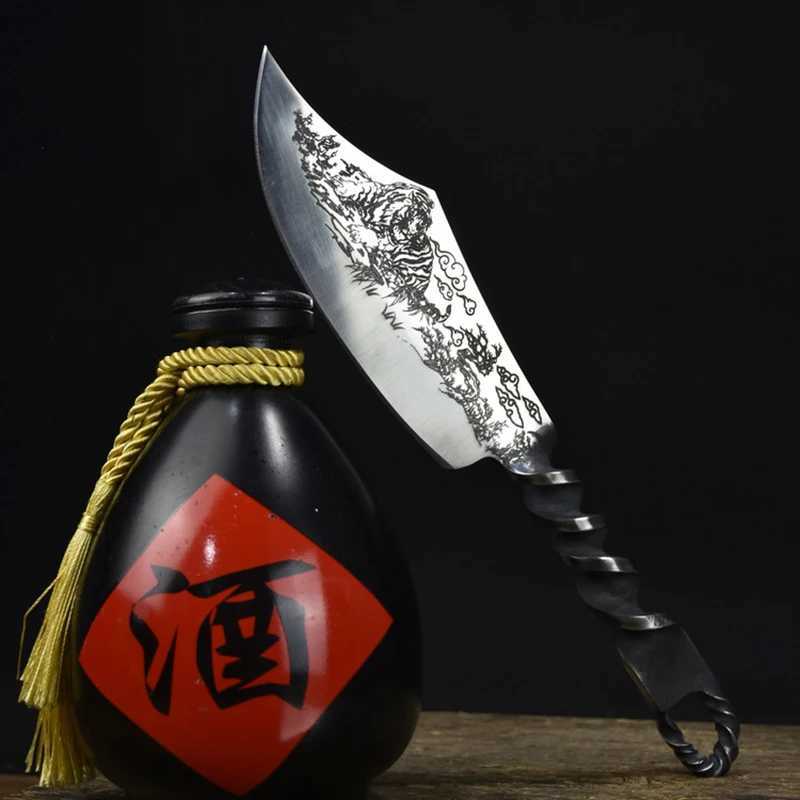 Forged kitchen meat cutter high carbon steel chef knife Fl Tang but blade chopper peeling ingredient cutting tool Y241227