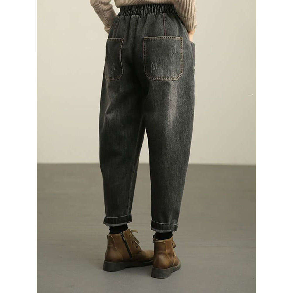 Baggy High Waist Harem Jeans Woman Casual Big Pocket Ankle Length Denim Pants Spring Fall Korean Oversize 90kg Vintage Vaqueros
