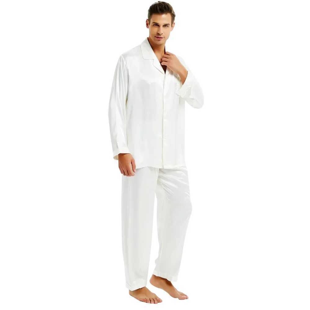 Mens Silk Satin Pajamas Set Pajama Pyjamas Set PJS Set Sleepwear Loungewear SMLXL2XL3XL4XL__Perfect GiftsXJ241227