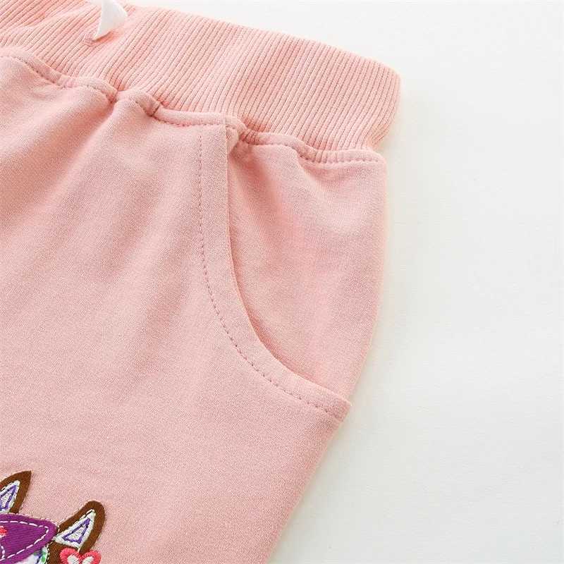 Jumping Meters Horse Embroidery Childrens Shorts For Girls Animals Applique Kids Trousers Pants Baby Clothes W241227