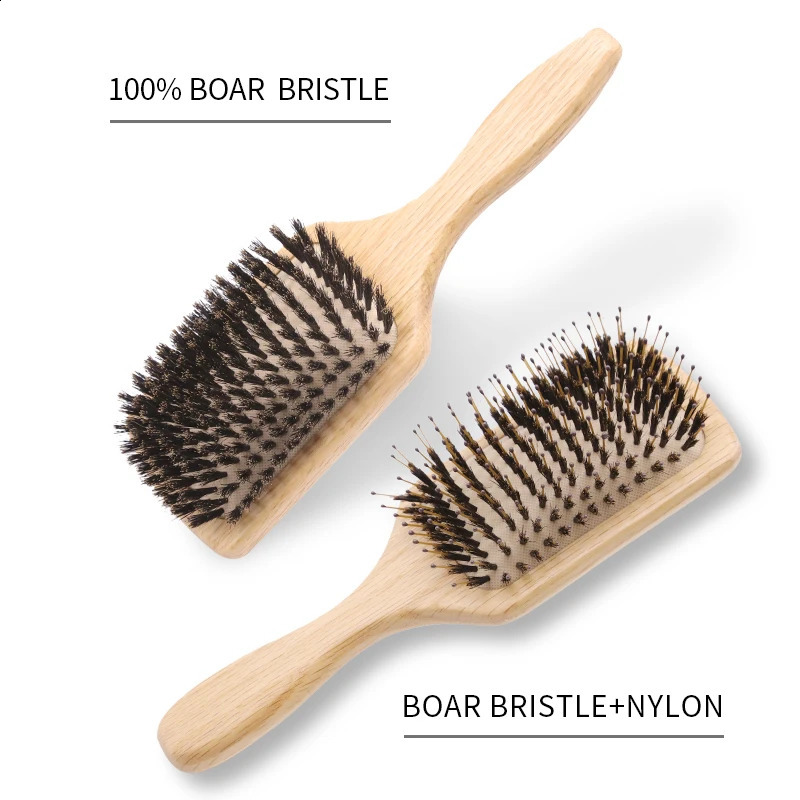 Soft Boar Bristle Hair Brush Wood Brush For Hair Wooden Comb Airbag Brush Hair Straightener Boar Brush 250103