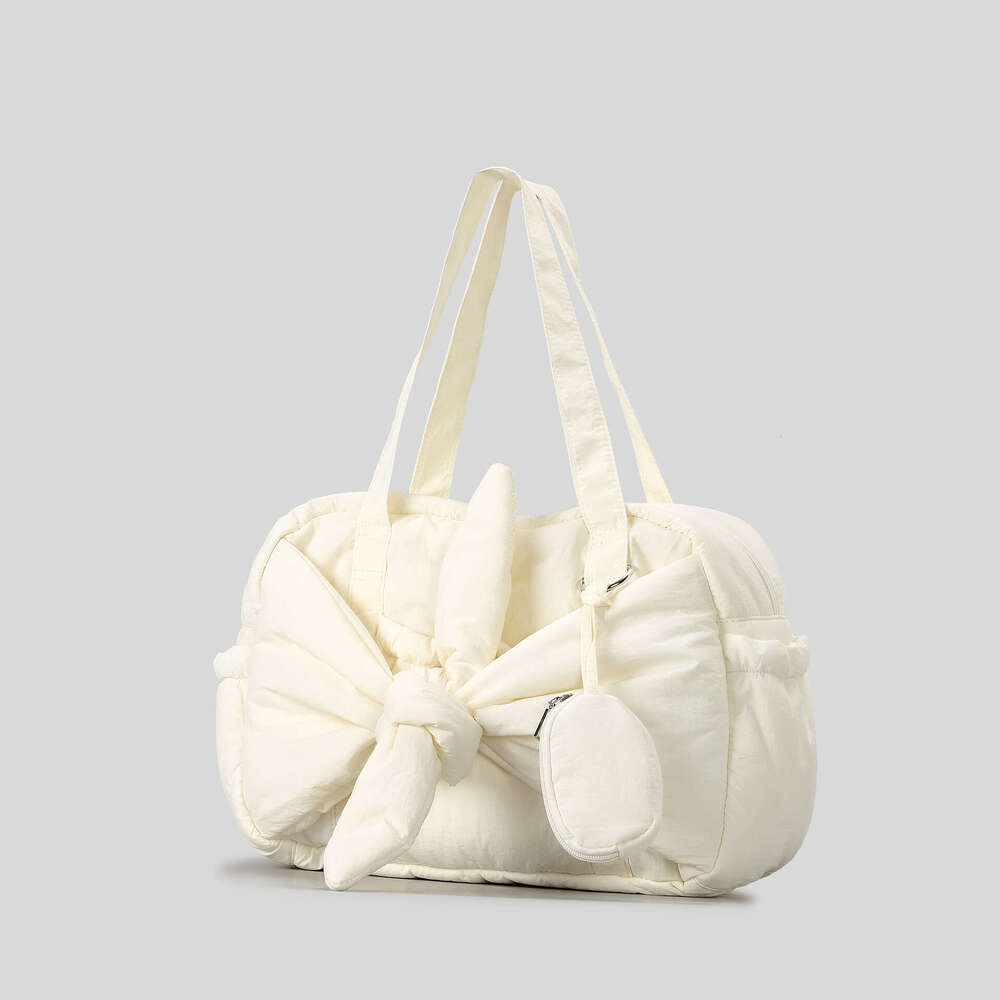 Autumn winter new niche design butterfly knot cotton filled handbag, fashionable and versatile square bag, women's lightweight armpit bag