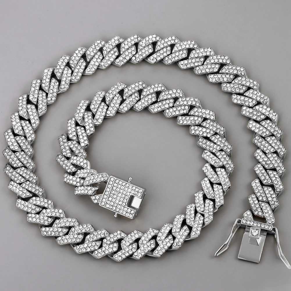d Out Cuban Link Chain 2 Row Diamond Cuban Chain Rhombus Prong Cuban Choker Necklaces Women Men Hip Hop JewelryXJ241227