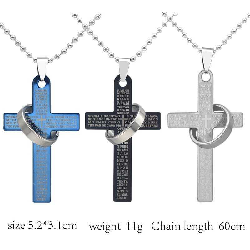 Tren Cross Pendant Necklace Hip Hop Bible Verses Jesus Pray Cross Beads Chain Necklace Unisex Jewelry Drop Shipping CollaresXJ241227