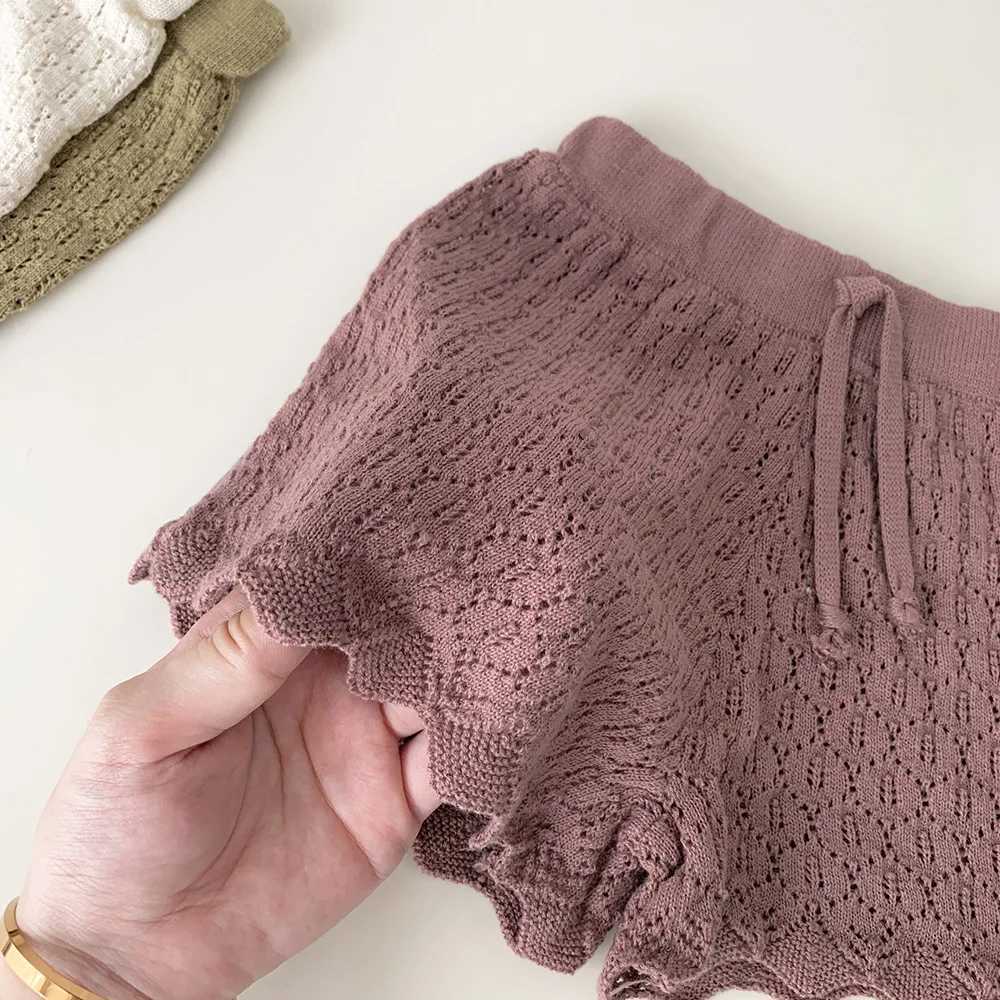 Luqiongmi 2023 Summer Korean Style Childrens Knitted Shorts Loose Solid Color Baby Cotton Shorts W241227
