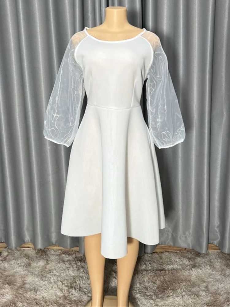 Wedding Party Womens Puff Sleve Midi Robe Dubai African Evening Dress 2024 Fashion Dress Elegant Womens Dress Boubou X241226