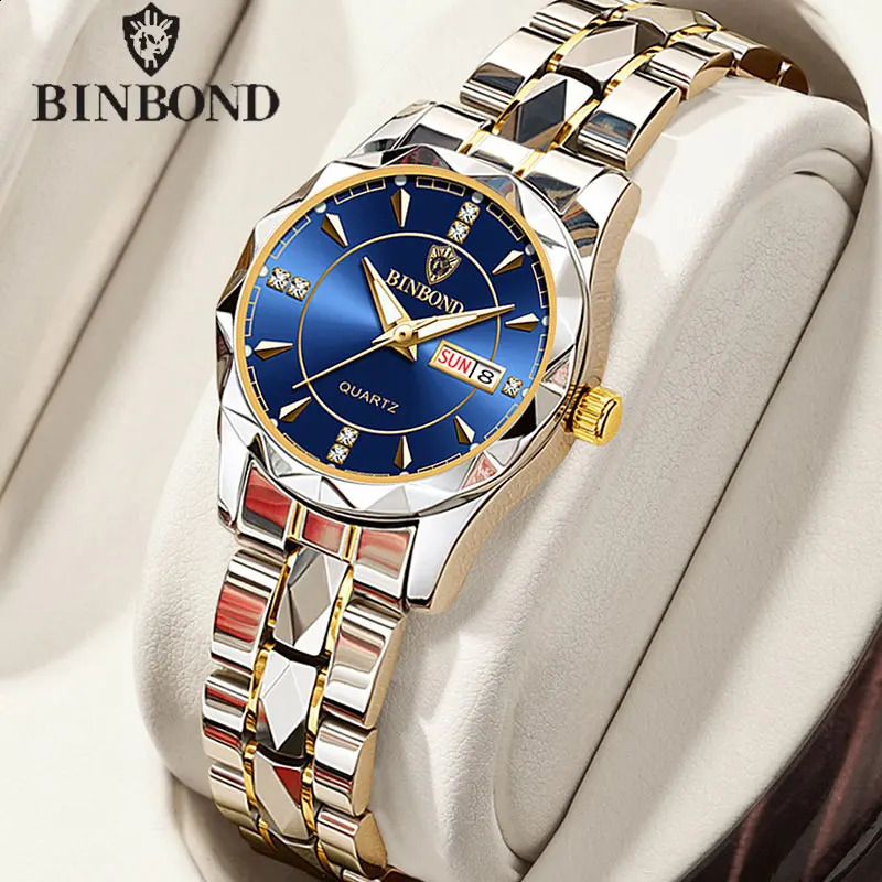 BINBOND B5552 Quartz Womens Watches 30M Waterproof Luminous Date Wristwatch Fashion Business 241225