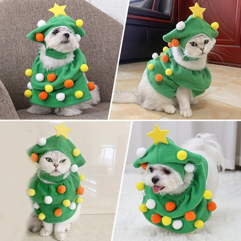 Funny Outfit Christmas Tree Costume for Dogs Pet Holiday Accessories Halloween Suitable for Cats and Dogs Po Props 241225