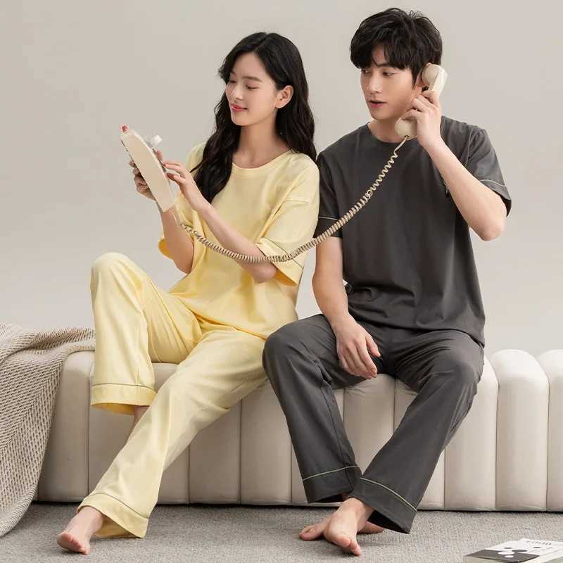 Pijama Man Pajama Cotton Summer Short Sets Long Pant Japanese Pajamas for Couples Man and Woman Sleepwear 2024 pyjamas HommeXJ241227