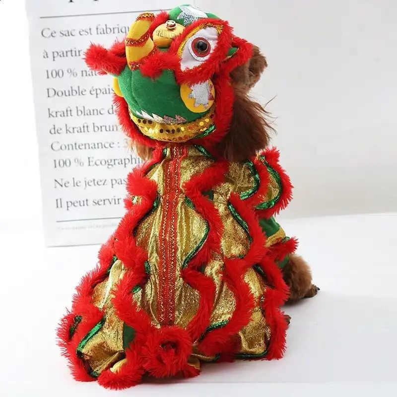Funny Dog Clothes Years Pet Chinese Costume Dragon Dance Lion Dog Party Lion Dance Red Cosplay Festive Lucky Cat Clothes 241225