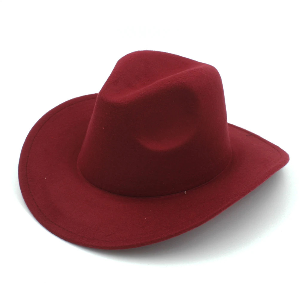 100% Wool Winter Autumn Kids Child Felt Western Cowboy Hat For Girl Boy Cowgirl Cap Jazz hat Sun Hat Toca Sombrero Cap 12 241227