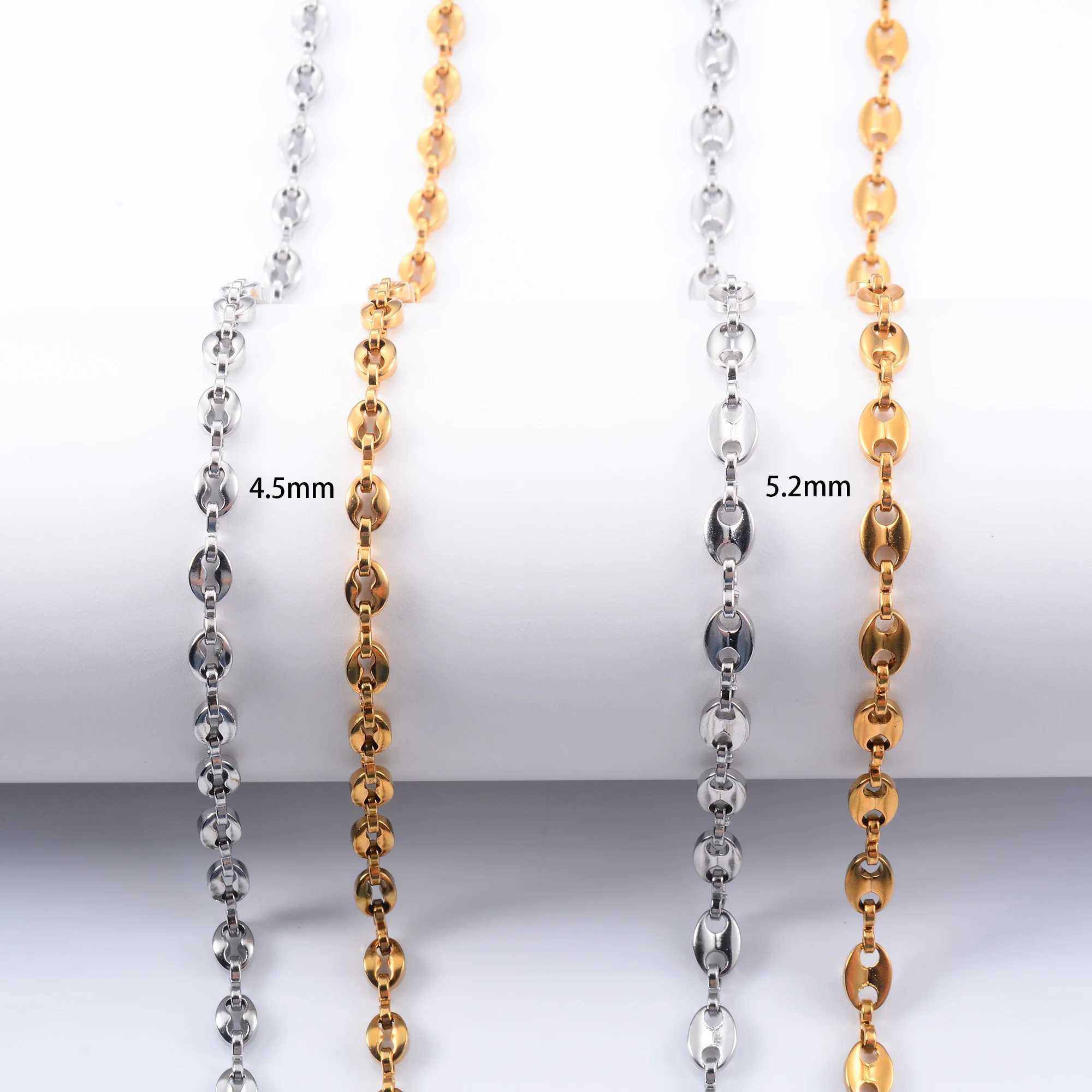 Stainl Steel Coffee Bean Link Chain Long Necklace for Men Women Choker on the Neck Handmade Jewelry Making Accories DIYXJ241227