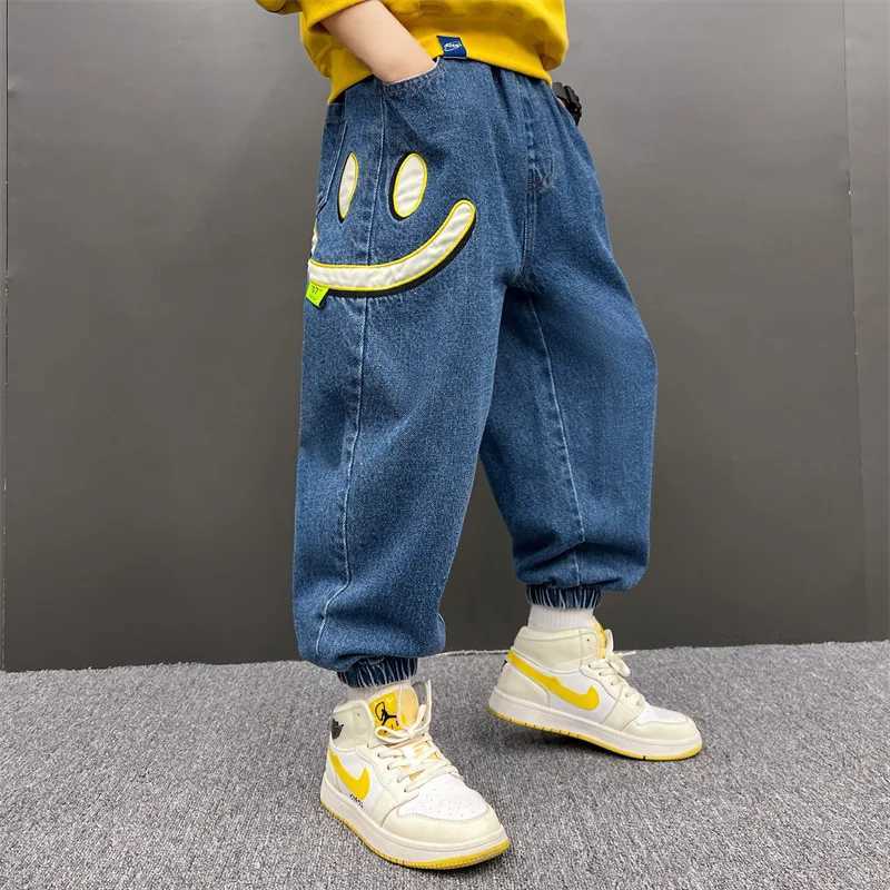 Boys Jeans Spring 2024 New Loose Pants Denim Childrens Handsome Autumn Pants 2 3 4 5 6 7 8 9 10 11 12 13 14 Years W241227