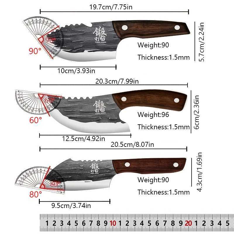 Forged Kitchen Cleaver Chef Knife Slicing Boning Peeling But Knife Meat Vegetable Cutting Paring Tools Y241227