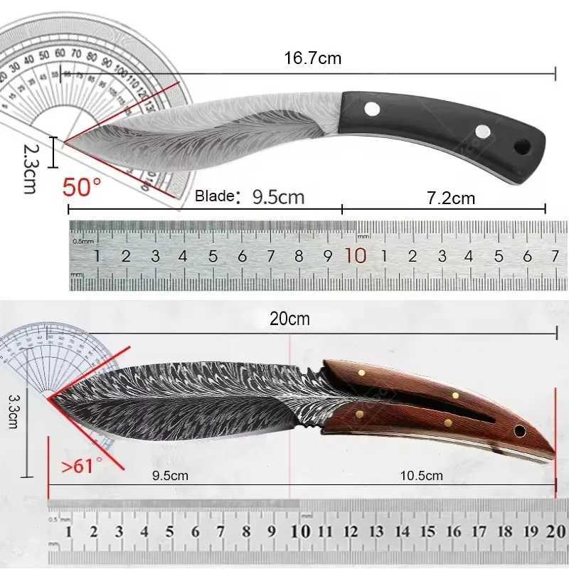 Hand forged Boning knife stainless steel meat slicer Mti steak kitchen knife feather pattern fruit peeler barbecue cooking tool Y241227