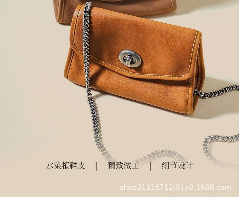 2025 High Bag Quare Cow Leather one shoulder Cross Women's bag Stylish bag Dark Brown