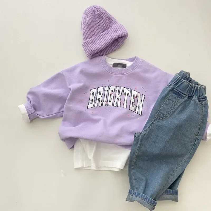 Korean Sle Spring Boys Jeans Girls Solid Casual Pants Unisex Fashion Loose All-match Denim Trousers for Kid Pocket Harem Pants W241227