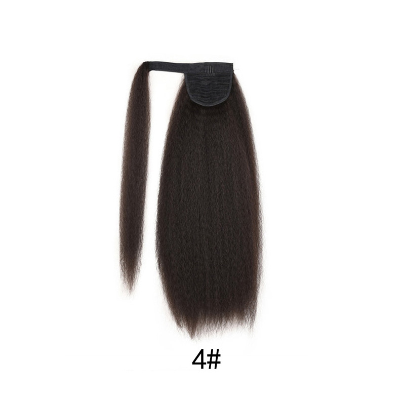 Hook And Loop Corn Perm Long Ponytail Yaki Smoky Perm Wig Ponytail Micro-volume Fluffy Explosive Ponytail Synthetic Hair