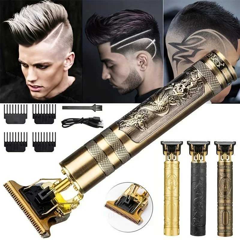 USB Rechargeable Vintage Hair Clipper Barber Professional Electric Hair Trimmer Beard Shaver Men Hair Cutting Machine W241227