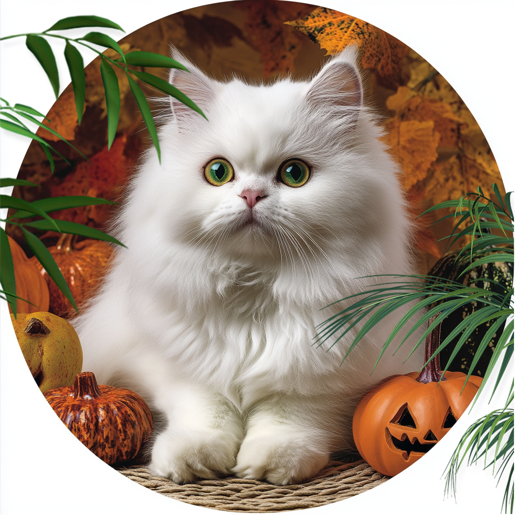 Angora Cat Pet Ornaments - Customized Circular Aluminum Decorative Paintings | Perfect Pet Souvenir Tombstones Gifts