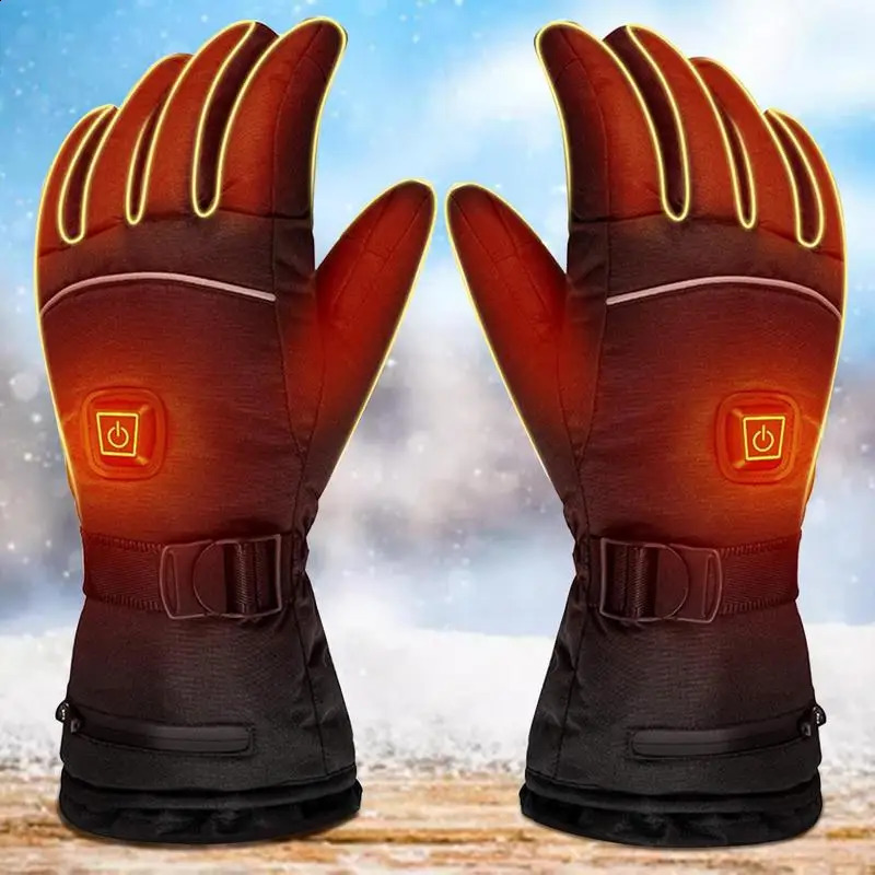 Winter USB Electric Motorcycle Gloves With Rechargeable Battery Men Women Waterproof Heated Thermal For Cycling Gear M/L/XL 241227