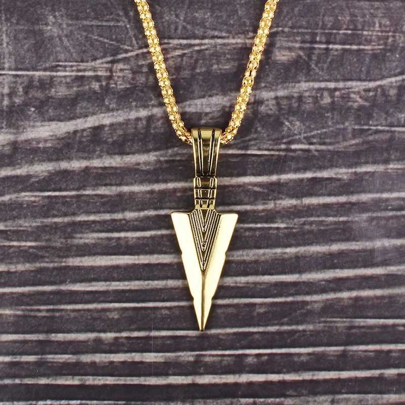2022 Fashion Jewelry Black Gold Silver Color Arrow Head Pendant Long Chain Necklaces for Men jeweley gift wholesale hot saleXJ241227