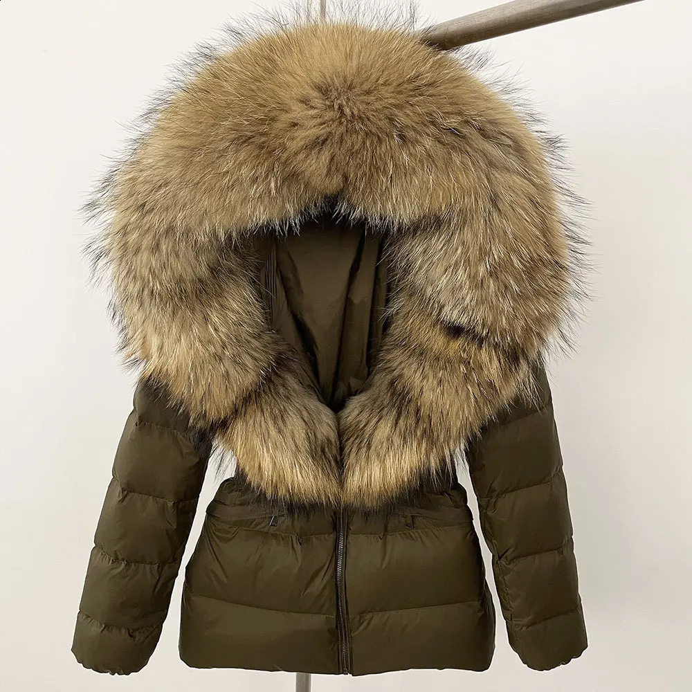 Winter Women Real Fox Fur Collar Down Jacket Ladies Short Warm Puffer Coat Female Loose Parka 241223
