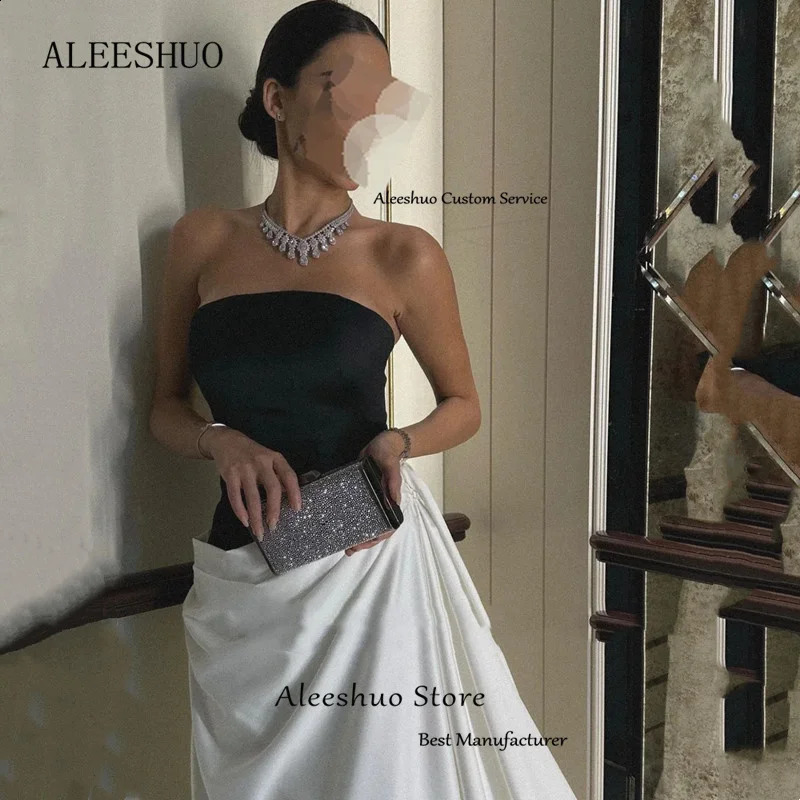 Aleeshuo Sexy Saudi Arabia Women Prom Dressess A-Line Evening Dress Strapless Formal Sleeveless Customized 241223