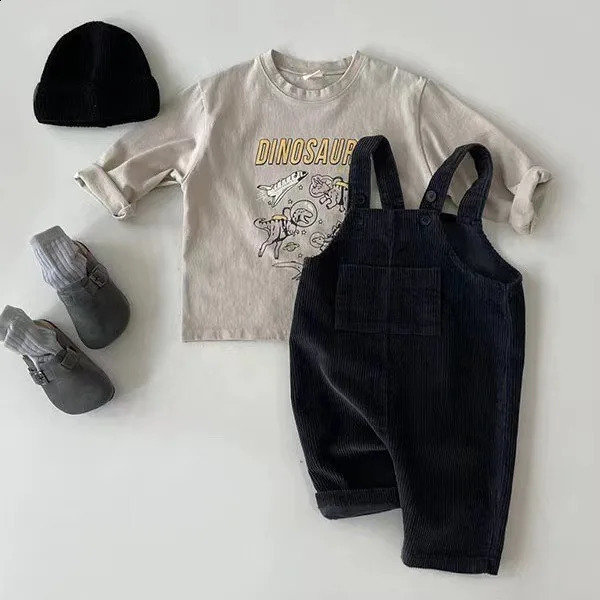 Korean Ins childrens clothing autumn and winter for boys and girls corduroy Korean casual overalls pantalones de 241226