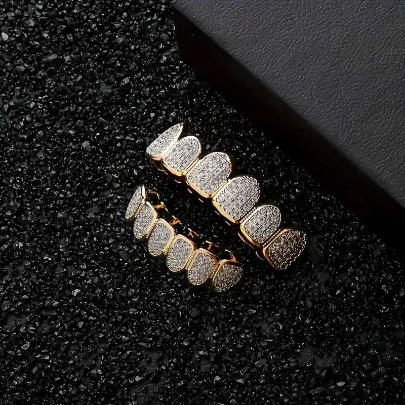 1 Halloween d-Out cubic zirconia tooth grill for men top and bottom tooth grill set Rper singer Bo jewelry hip-hop Gif W241227