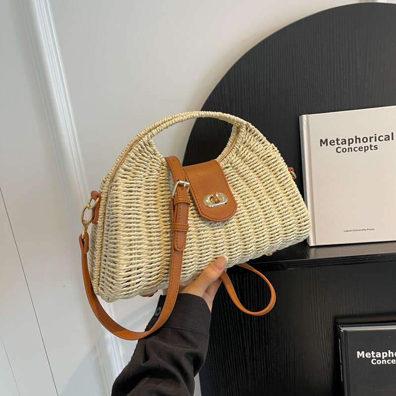 Handheld Straw Women In Spring And Summer, New Woven Crossbody For Leisure Vacation, Beach Shoulder Bag