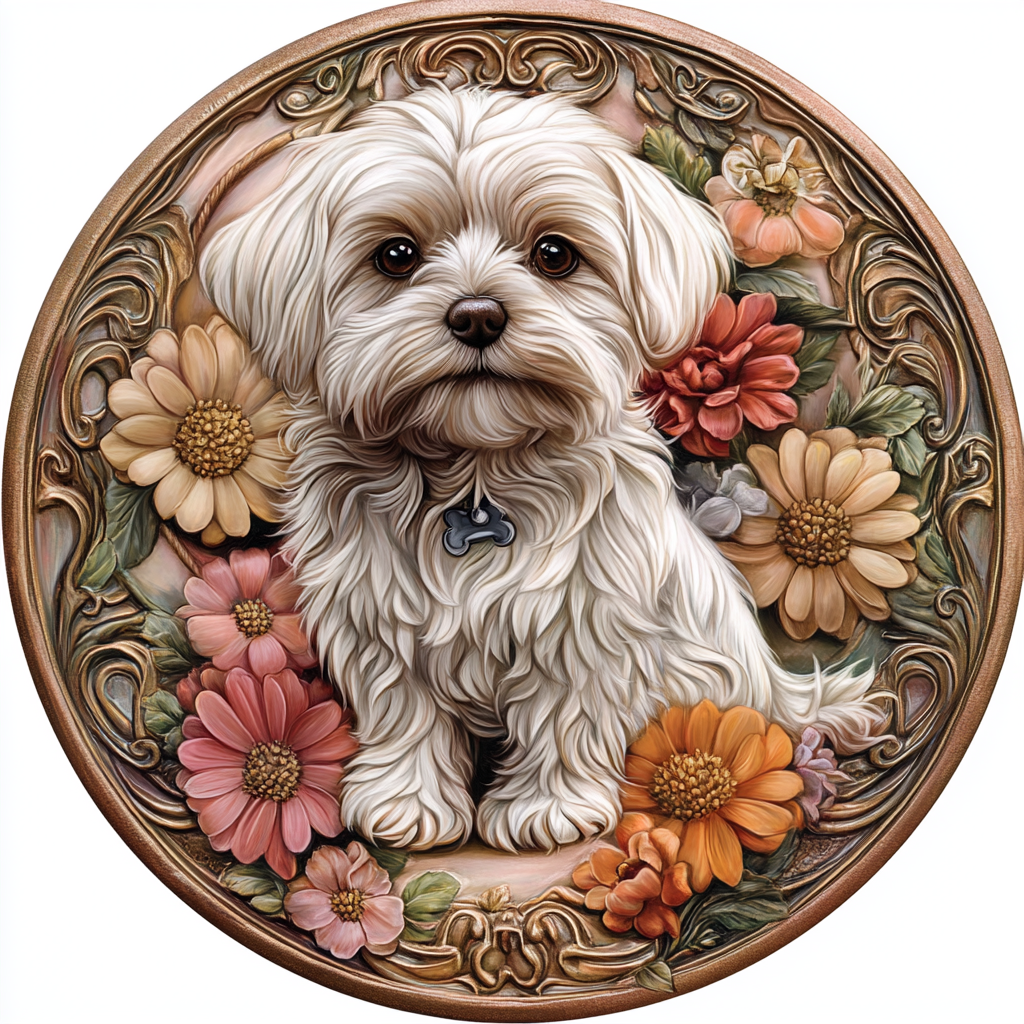 Customizable Aluminum Pet Ornaments - Malta Dog Souvenir Tombstones for Cats and Dogs | Unique Decorative Paintings