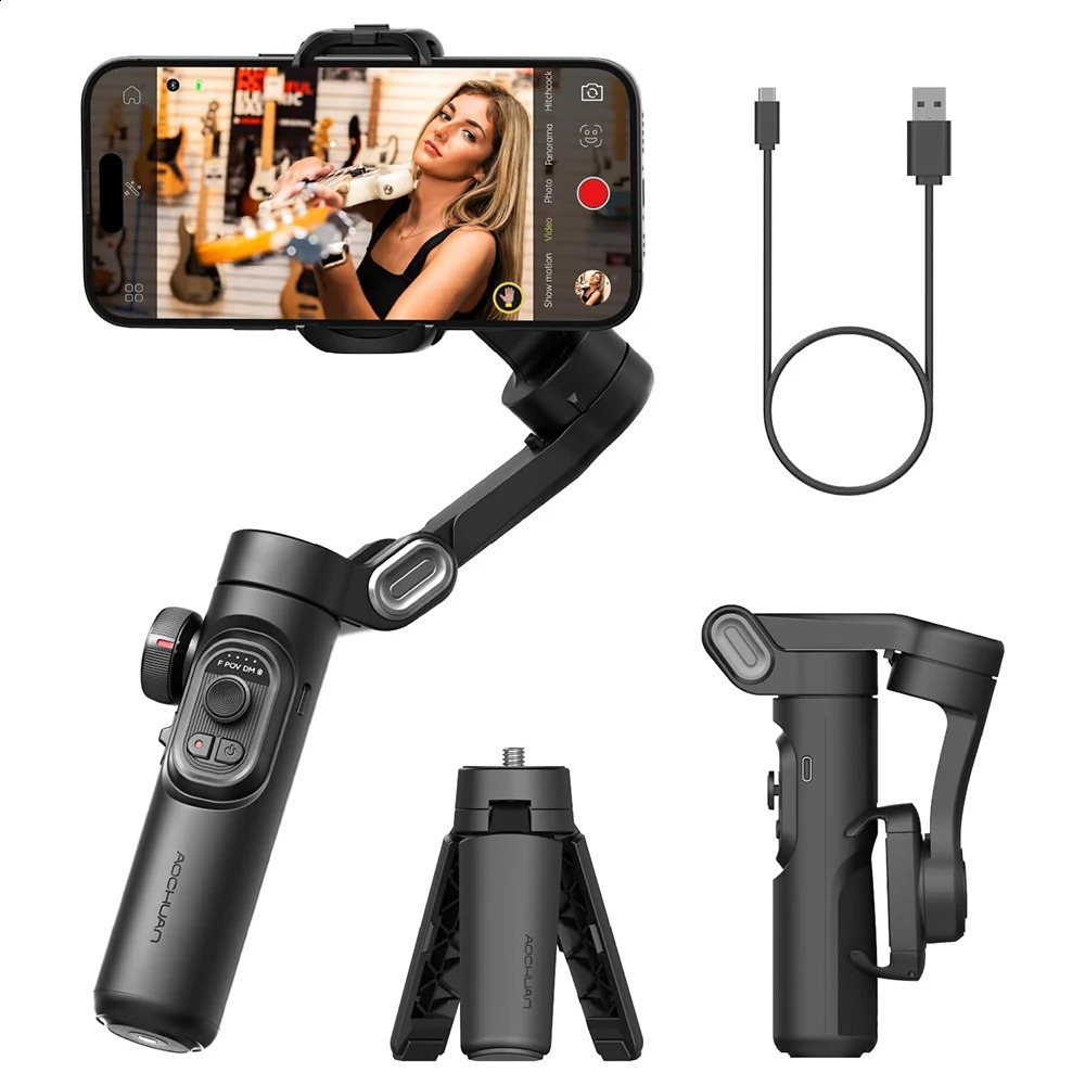 AOCHUAN Smart XE 3Axis Handheld Gimbal Stabilizer for Smartphone Android Face Tracking Tiktok Vlog Live Streaming 241220