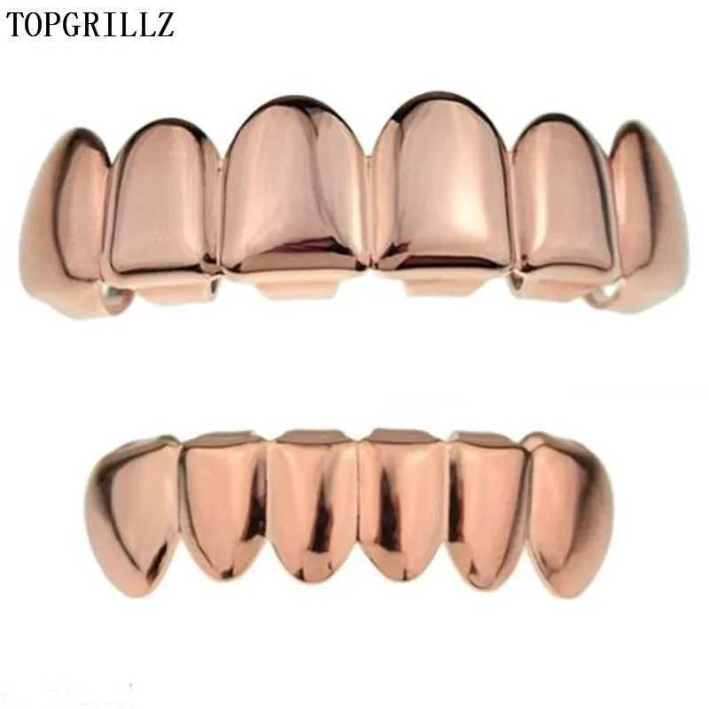 TOPGRILLZ Gold Plated Silver Plated HIP HOP Teeth Grill Top and Bootom Groll Set Sile Vampire Teeth Best Christmas Gift W241227