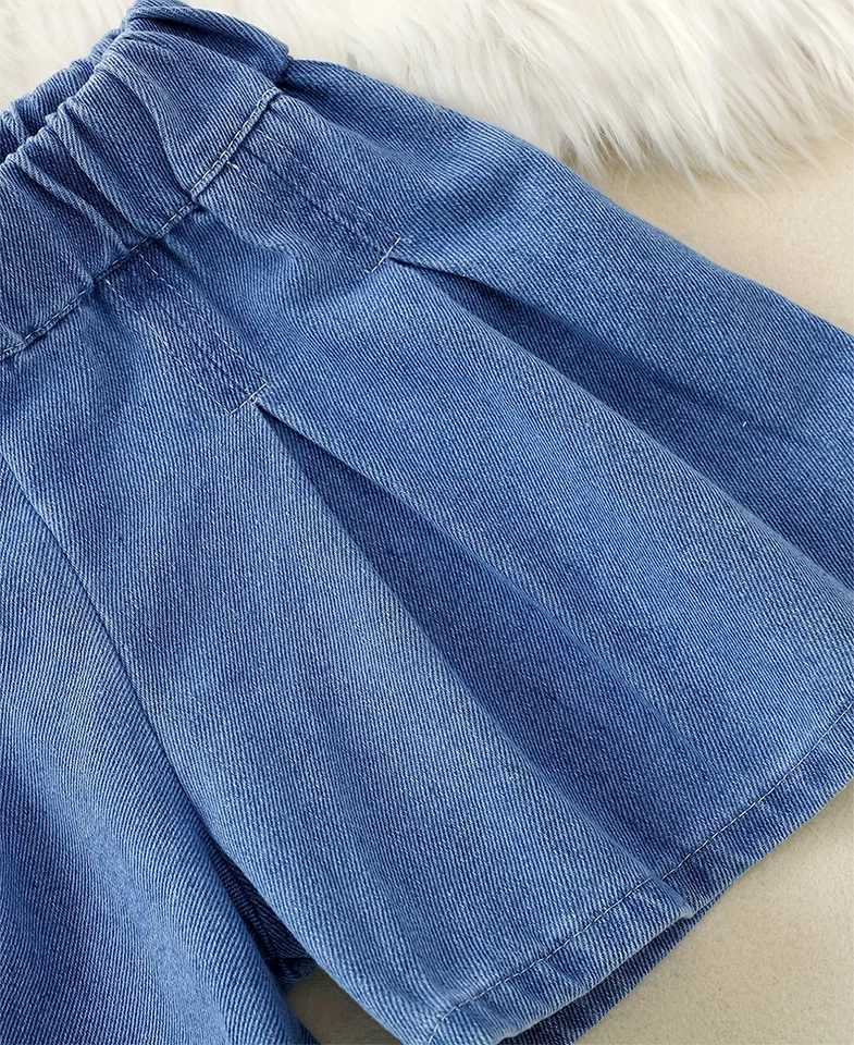 Girls Loose Fit Denim Shorts Casual Waistband Pants For Kids Children Toddlers W241227