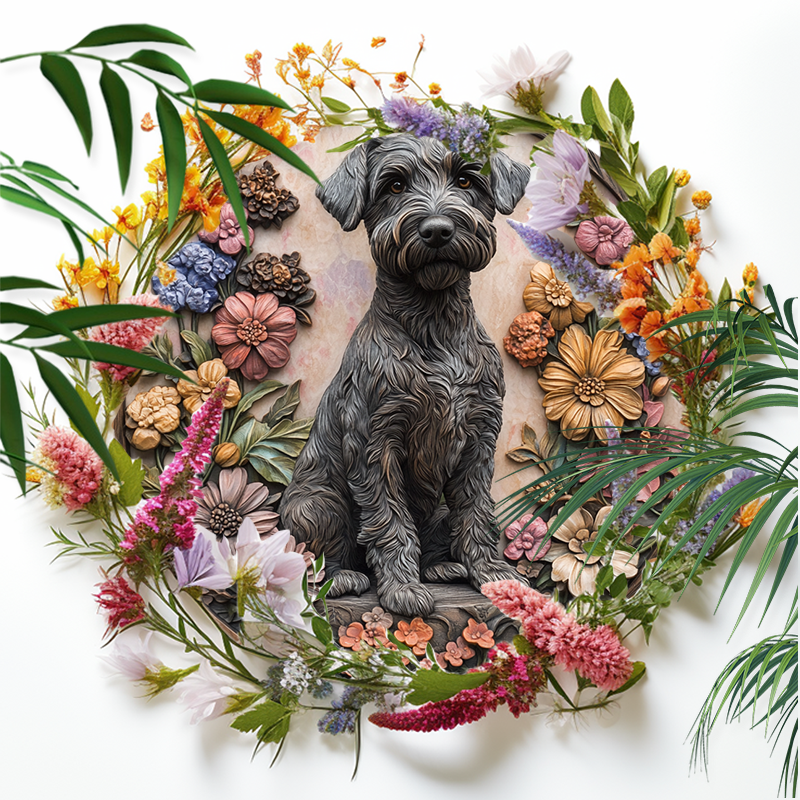 Custom Kelly Blue Terrier Pet Ornament - Circular Aluminum Decorative Painting, Unique Pet Souvenir Tombstone