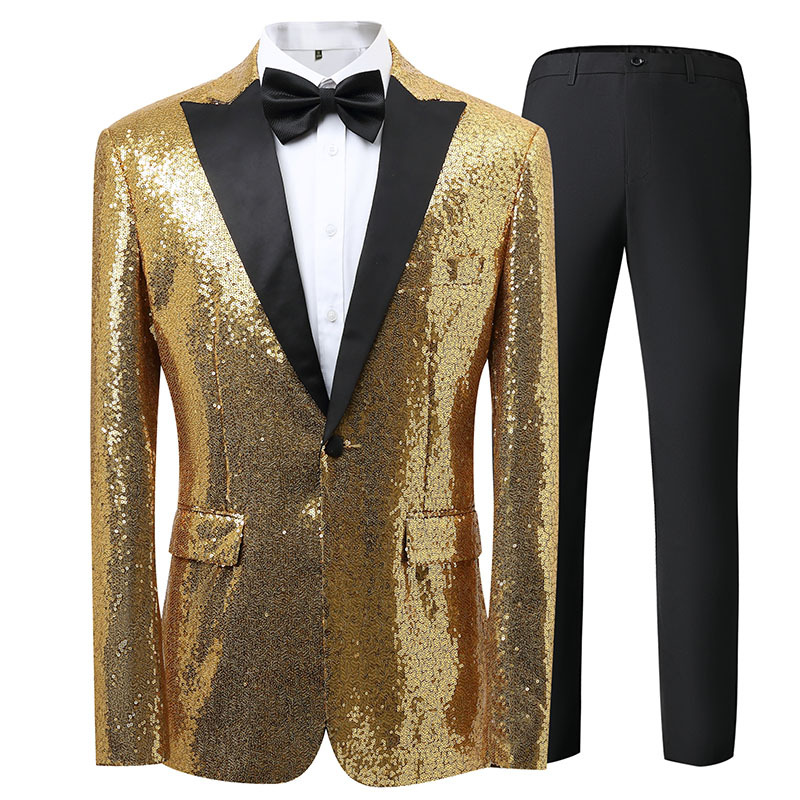 K752 Autumn Men's Slim Single-Breasted Suit with Stand Collar Embroidery for Weddings