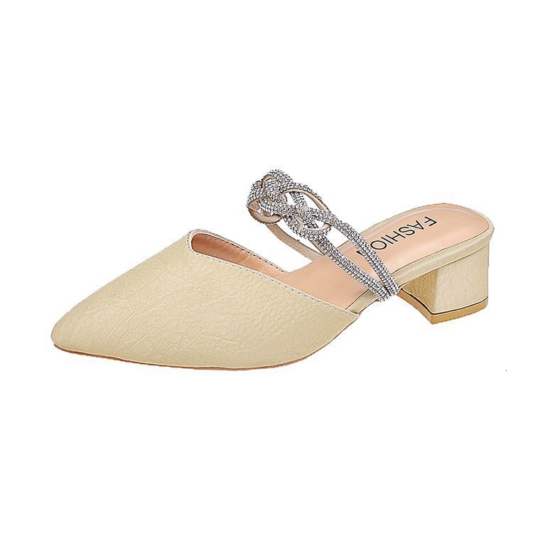 Drag Ddmywed Semi Summer New Korean Version Diamond Fried Dough Twists Chain Thick Sandals High Heel Slippers Women Chinese Brand Shoes F Ddmysaturn
