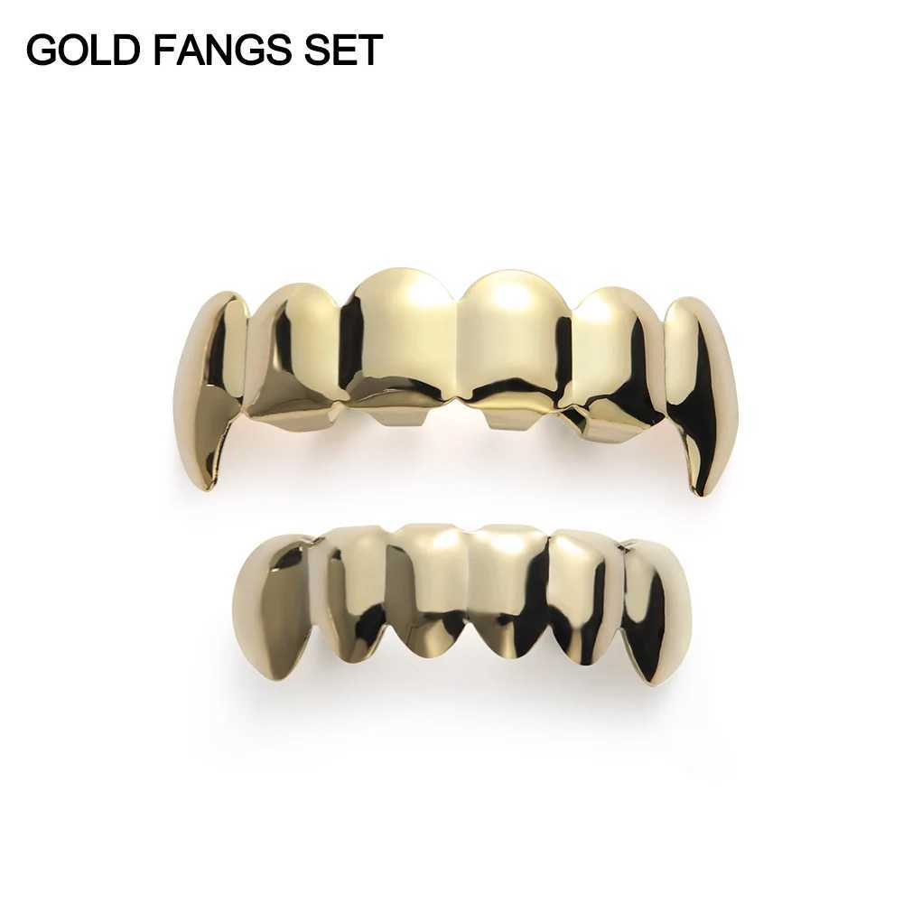 Fashion Gold Color Sliver Color Mold Kit Hip Hop Tooth C Top Bottom Grill Teeth Vampire Cosplay Mouth Decoration Bo Jewelry W241227