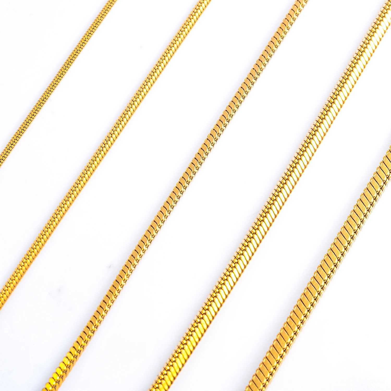 0.9mm/1.2mm/1.5mm/2mm/2.4mm Stainl Steel Squre Snake Chain Gold Color Necklace For Women And Men On Neck Jewelry GiftXJ241227