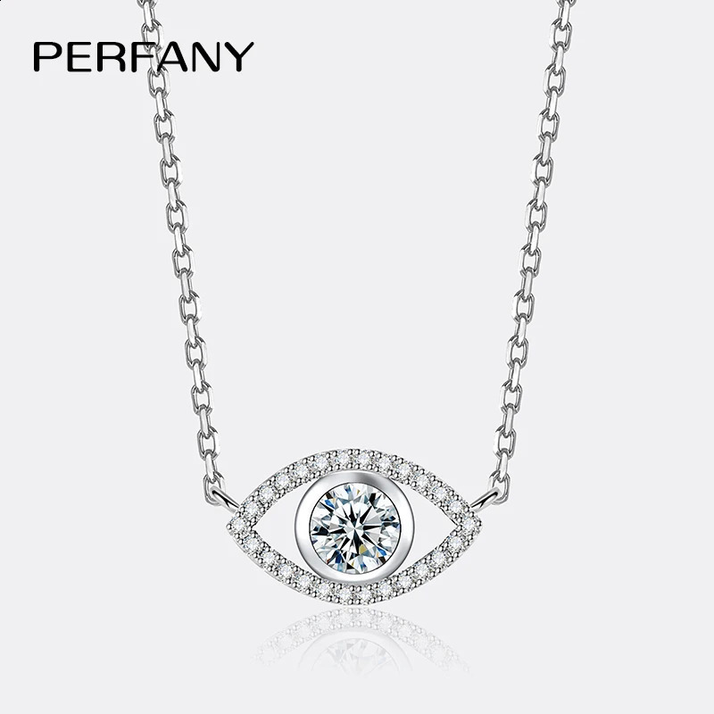 PERFANY 05CT Necklace for Women S925 Pure Silver eye Pendant Laboratory Diamond Certified Highend Fashion Jewelry 241226