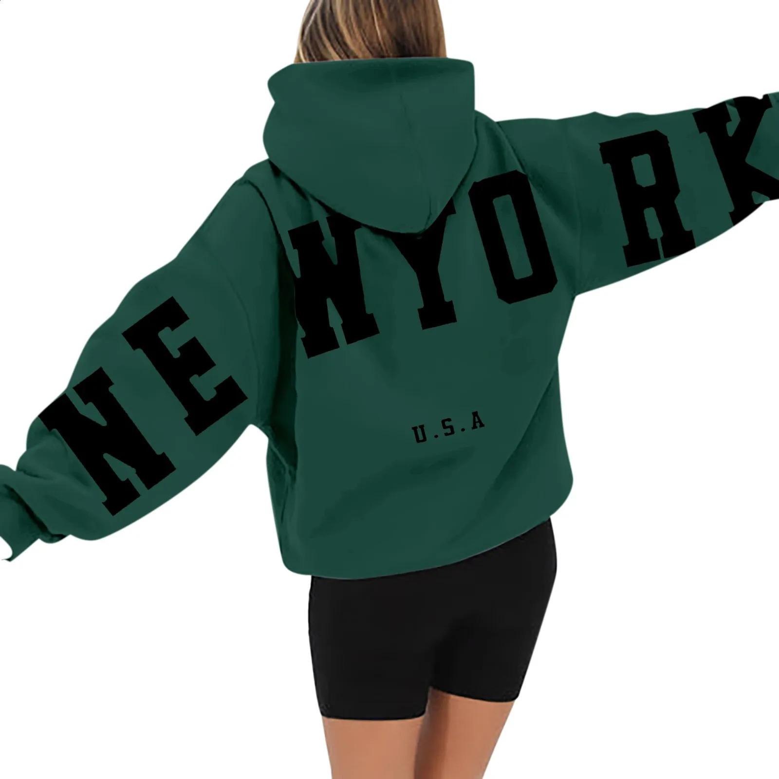 Sweatshirt Workout WomenS Long Sleeved Zipperless Back York USA Printed Hoodie Hip Hop Fashion Couple Clothes 241223