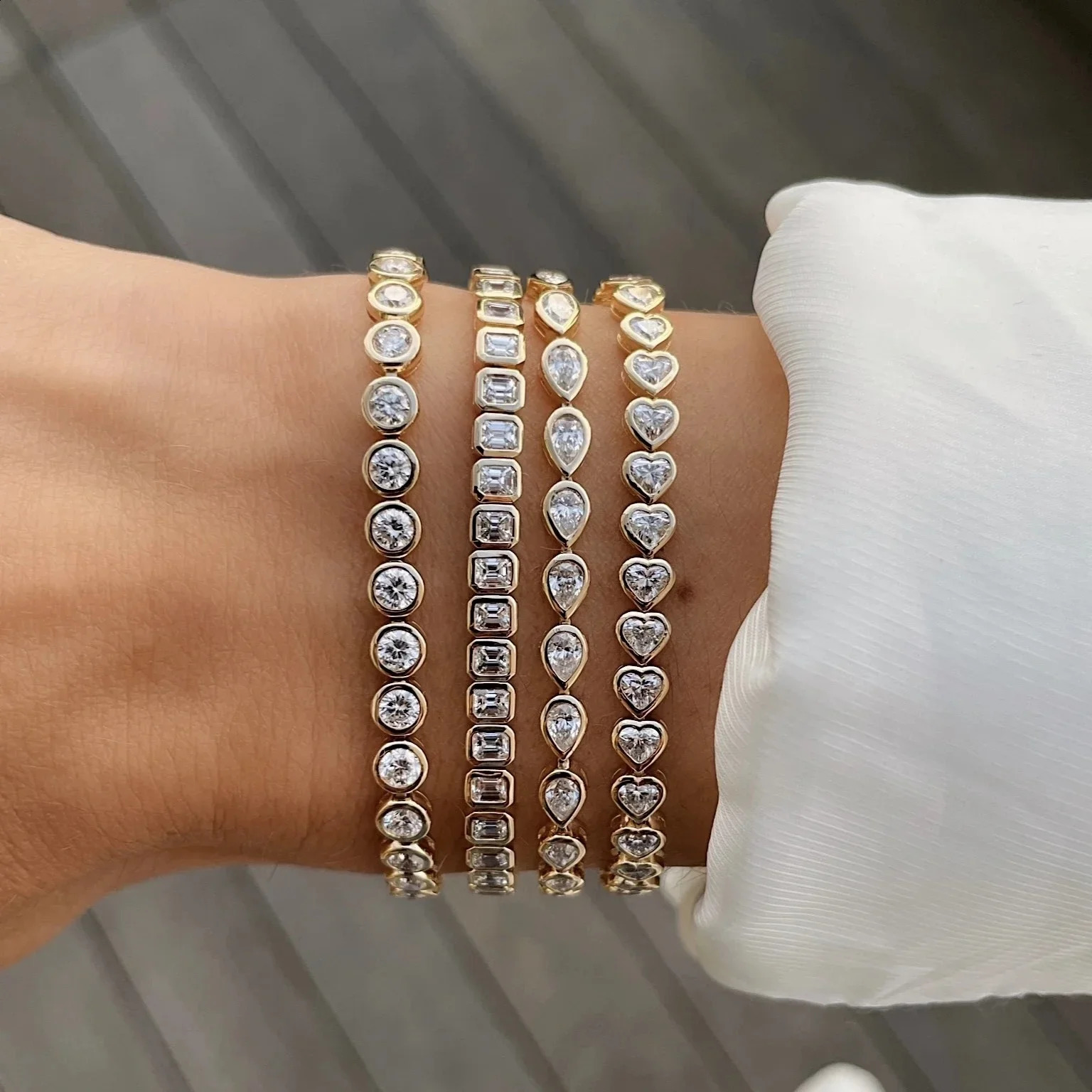 Geometric CZ Tennis Bracelet for Women Paved Different Shape Rainbow 5A Zirconia Stone Chains Bracelets Fashion Jewelry 241227